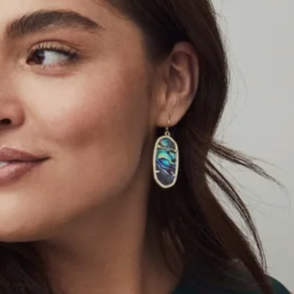 kendra scott elle gold drop earrings in abalone shell - Picture 2 of 7